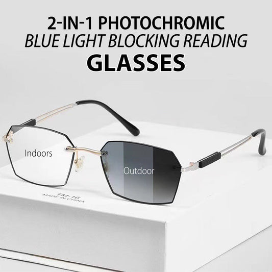 2-in-1-blaulichtblockierende photochrome Lesebrille